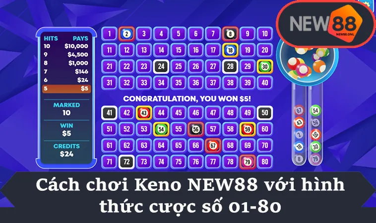Cách chơi Keno NEW88 với hình thức cược số 01-80