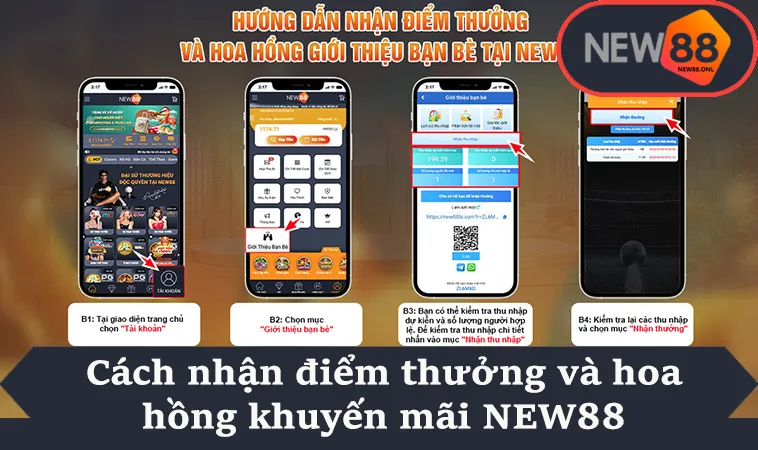 Cách nhận điểm thưởng và hoa hồng khuyến mãi NEW88