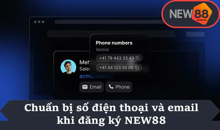 Chuẩn bị số điện thoại và email khi đăng ký NEW88