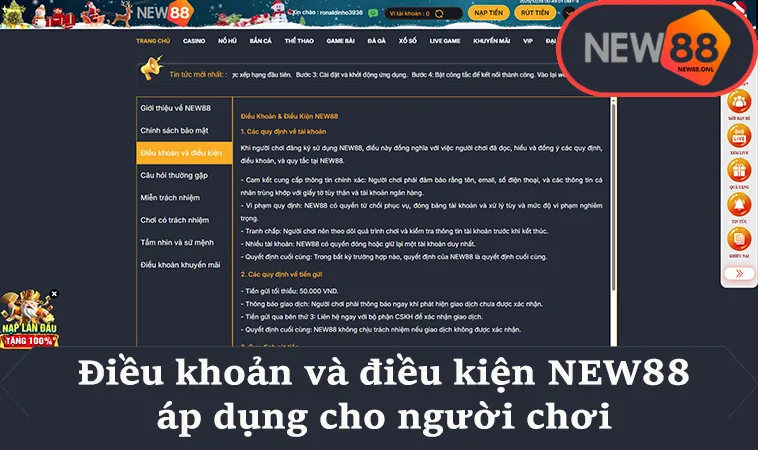 Điều khoản và điều kiện NEW88 áp dụng cho người chơi