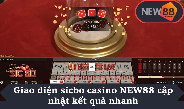 Giao diện sicbo casino NEW88 cập nhật kết quả nhanh