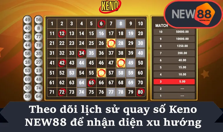 Theo dõi lịch sử quay số Keno NEW88 để nhận diện xu hướng